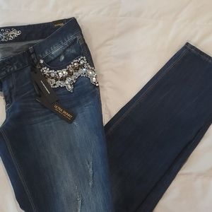 Express Vintage embellished skinny jean sz 12